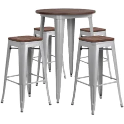 Flash Furniture 30" Round Industrial Bar Table Set with 4 Backless Stools -Flash Furniture Sale Store GUEST d7f40101 f7ed 447d b31e 99daddaad77c
