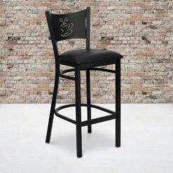 Flash Furniture Black Coffee Back Metal Barstool with Padded Seat