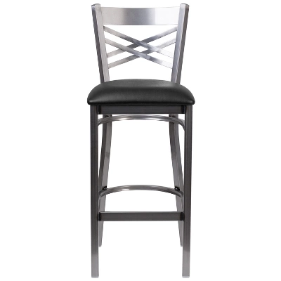Flash Furniture Clear Coated "X" Back Metal Restaurant Barstool 8 Flash Furniture Clear Coated "X" Back Metal Restaurant Barstool - Image 8