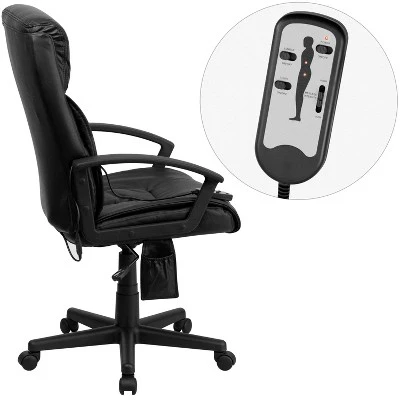 Flash Furniture High Back Massaging Executive Swivel Office Chair in Black Leather 1 Flash Furniture High Back Massaging Executive Swivel Office Chair in Black Leather