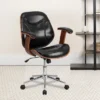 Flash Furniture Tansia Mid-Back LeatherSoft Executive Ergonomic Wood Swivel Office Chair