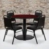 Flash Furniture 36'' Round Laminate Table Set with 4 Trapezoidal Back Banquet Chairs