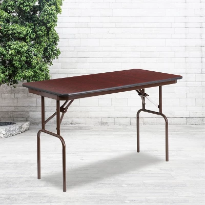 Flash Furniture 4-Foot Mahogany Melamine Laminate Folding Banquet Table 1 Flash Furniture 4-Foot Mahogany Melamine Laminate Folding Banquet Table