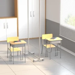 Flash Furniture Transparent Acrylic Mobile Partition with Lockable Casters, 72"H x 36"L