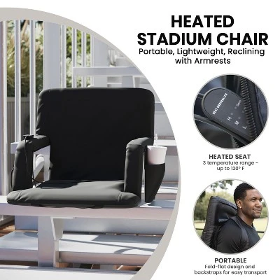Flash Furniture Malta Portable Heated Reclining Stadium Chair with Armrests 13 Flash Furniture Malta Portable Heated Reclining Stadium Chair with Armrests - Image 13