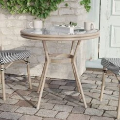 Flash Furniture Marseille Indoor/Outdoor Commercial Bistro Table with Glass Top