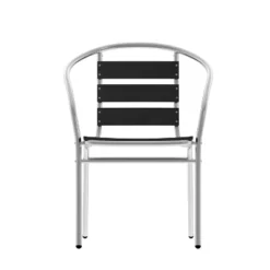Flash Furniture Lila Aluminum Commercial Indoor-Outdoor Stack Chair with Triple Slat Faux Teak Back -Flash Furniture Sale Store GUEST db5df191 ae4b 4d89 9632 c3d0a6822248