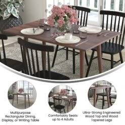 Flash Furniture Hatfield 47 Inch Mid-Century Modern Wood Dining Table, Wood Kitchen Table, Dark Walnut -Flash Furniture Sale Store GUEST dba3225d 2835 4144 938c 26069b63d047