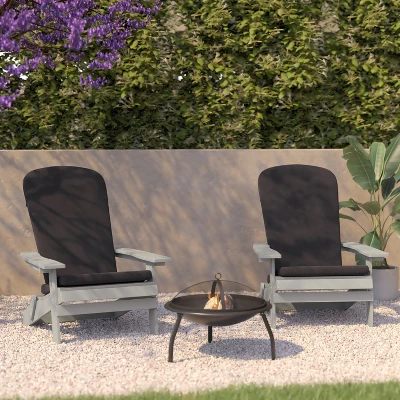 Flash Furniture Charlestown Set of 2 All-Weather Folding Adirondack Chairs with Cushions 1 Flash Furniture Charlestown Set of 2 All-Weather Folding Adirondack Chairs with Cushions