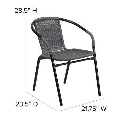 Flash Furniture 2 Pack Rattan Indoor-Outdoor Restaurant Stack Chair 4 Flash Furniture 2 Pack Rattan Indoor-Outdoor Restaurant Stack Chair - Image 4
