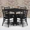 Flash Furniture 36'' Square Black Laminate Table Set with 4 Ladder Back Chairs