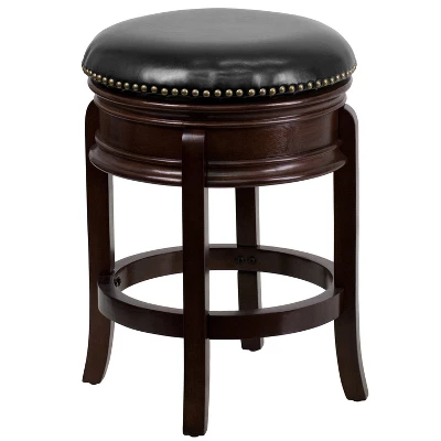Flash Furniture 24" Backless Swivel Wood Counter Height Stool with LeatherSoft Seat 11 Flash Furniture 24" Backless Swivel Wood Counter Height Stool with LeatherSoft Seat - Image 11