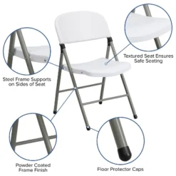 Flash Furniture HERCULES Series White Plastic Folding Chairs with Gray Frame, Set of 2 -Flash Furniture Sale Store GUEST dd4c808a faf9 439f 8980 9d4fea43f4aa
