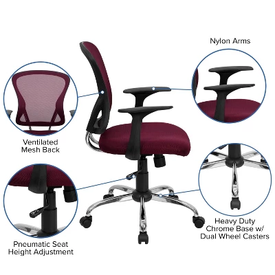 Flash Furniture Mid-Back Mesh Swivel Task Office Chair with Chrome Base and Arms 2 Flash Furniture Mid-Back Mesh Swivel Task Office Chair with Chrome Base and Arms - Image 2