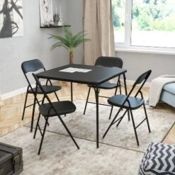 Flash Furniture 5-Piece Folding Card Table and Padded Chair Set