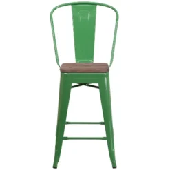 Flash Furniture 24" Metal Counter Stool with Curved Back and Wood Seat -Flash Furniture Sale Store GUEST de4595d5 306d 4aa9 a175 f89ff333ba68