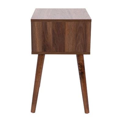 Flash Furniture Hatfield Mid-Century Modern One Drawer Wood Nightstand - Dark Walnut 7 Flash Furniture Hatfield Mid-Century Modern One Drawer Wood Nightstand - Dark Walnut - Image 7