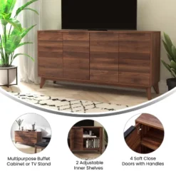 Flash Furniture 60" Buffet Cabinet with 4 Soft Close Doors - Dark Walnut 14 Flash Furniture 60" Buffet Cabinet with 4 Soft Close Doors - Dark Walnut -Flash Furniture Sale Store GUEST e026e3c5 f32b 421d 9791 fe5c0fbf8c00