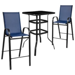 Flash Furniture Outdoor Dining Set - 3-Piece Glass Bar Table and 2-Person Sling Stool Bistro Set -Flash Furniture Sale Store GUEST e049e8ca c5d3 4308 b8c0 431494a2bbe4