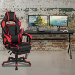 Flash Furniture Gaming Desk & Reclining Chair with Footrest and Massaging Lumbar