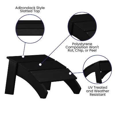 Flash Furniture Sawyer Modern All-Weather Poly Resin Adirondack Ottoman 2 Flash Furniture Sawyer Modern All-Weather Poly Resin Adirondack Ottoman - Image 2