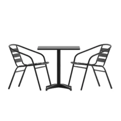 Flash Furniture Lila 27.5'' Square Aluminum Indoor-Outdoor Table Set With 2 Slat Back Chairs -Flash Furniture Sale Store GUEST e4530cd8 af63 492a 84f1 be0984b55d74