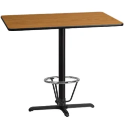 Flash Furniture 30" x 48" Rectangular Bar Height Table with Reversible Top and Foot Ring