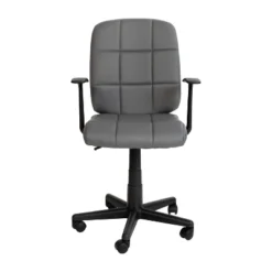 Flash Furniture Mid-Back Gray Quilted Vinyl Swivel Task Office Chair with Arms -Flash Furniture Sale Store GUEST e6816f43 b3ab 4c57 bc88 7b3cb7acd841