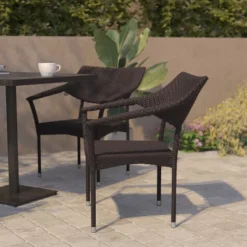 Flash Furniture Jace Commercial Grade Stacking Patio Chairs - Set of 2