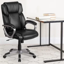 Flash Furniture Mid-Back LeatherSoft Executive Swivel Office Chair with Padded Arms