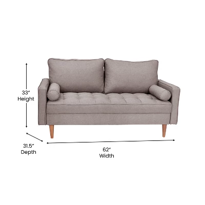 Flash Furniture Hudson Mid-Century Modern Loveseat Sofa with Solid Wood Legs 6 Flash Furniture Hudson Mid-Century Modern Loveseat Sofa with Solid Wood Legs - Image 6