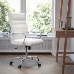 Flash Furniture High Back Executive Swivel Chair - White LeatherSoft & Chrome