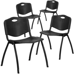Flash Furniture HERCULES Series Heavy-Duty Plastic Stack Chairs, Set of 4