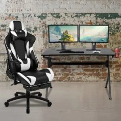 Flash Furniture Gaming Desk and Footrest Reclining Chair Bundle