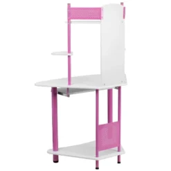 Flash Furniture Pink and White Corner Computer Desk with Integrated Hutch