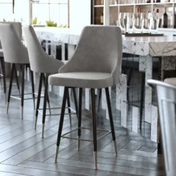 Flash Furniture Commercial Gray LeatherSoft Counter Height Stools - Set of 2