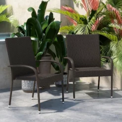 Flash Furniture Maxim Indoor/Outdoor Wicker Dining Chairs With Fade & Weather-Resistant Steel Frames For Patio And Deck -Flash Furniture Sale Store GUEST eb325cf3 57e6 49dd bbf2 a751459bea9d