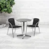 Flash Furniture Lila 23.5'' Round Aluminum Indoor-Outdoor Table Set with 2 Rattan Chairs
