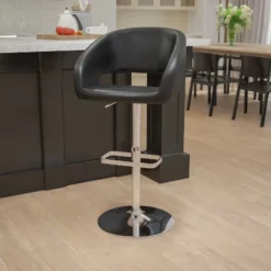 Flash Furniture Contemporary Vinyl Adjustable Height Barstool with Mid-Back