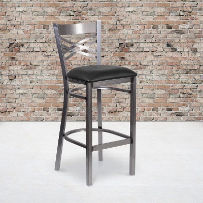 Flash Furniture Clear Coated "X" Back Metal Restaurant Barstool 1 Flash Furniture Clear Coated "X" Back Metal Restaurant Barstool
