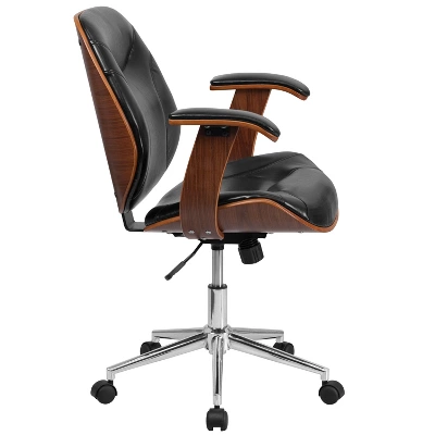 Flash Furniture Tansia Mid-Back LeatherSoft Executive Ergonomic Wood Swivel Office Chair 7 Flash Furniture Tansia Mid-Back LeatherSoft Executive Ergonomic Wood Swivel Office Chair - Image 7