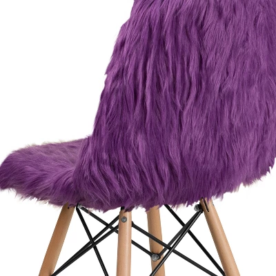 Flash Furniture Shaggy Dog White Faux Fur Accent Chair with Wood Legs 5 Flash Furniture Shaggy Dog White Faux Fur Accent Chair with Wood Legs - Image 5