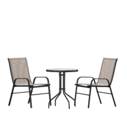 Flash Furniture 3-Piece Outdoor Patio Dining Set - Glass Table & 2 Stack Chairs -Flash Furniture Sale Store GUEST edbe3bfb cd31 433a 9629 9e08a75ecd87