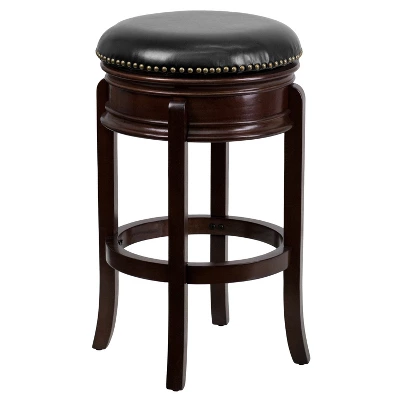Flash Furniture 29" High Backless Wood Barstool with LeatherSoft Swivel Seat 7 Flash Furniture 29" High Backless Wood Barstool with LeatherSoft Swivel Seat - Image 7