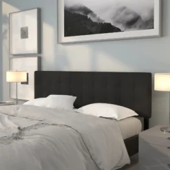 Flash Furniture Bedford Tufted Upholstered King Size Headboard in Black Fabric