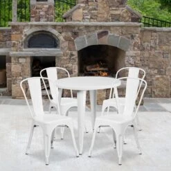 Flash Furniture Commercial Grade 30" Round Metal Indoor-Outdoor Table & 4 Cafe Chairs