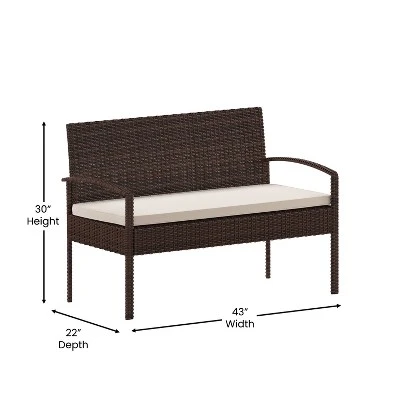 Flash Furniture Aransas Series 4-Piece Rattan Patio Furniture Set 7 Flash Furniture Aransas Series 4-Piece Rattan Patio Furniture Set - Image 7
