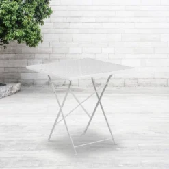 Flash Furniture Oia Commercial Grade 28" Square Folding Steel Patio Table