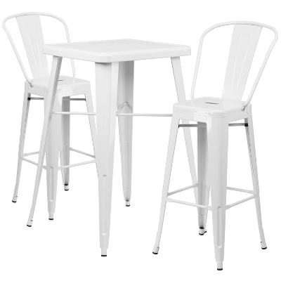 Flash Furniture Commercial Grade 23.75" Square Metal Bar Table Set with 2 Backed Stools 9 Flash Furniture Commercial Grade 23.75" Square Metal Bar Table Set with 2 Backed Stools - Image 9
