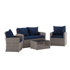 Flash Furniture Aransas Series 4 Piece Outdoor Rattan Patio Seating Set -Flash Furniture Sale Store GUEST ef7cd774 42d1 4058 b63f b12eb52ffcea